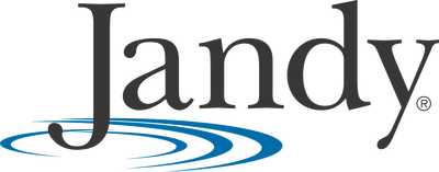 The jandy logo has a blue swirl in the middle of it.