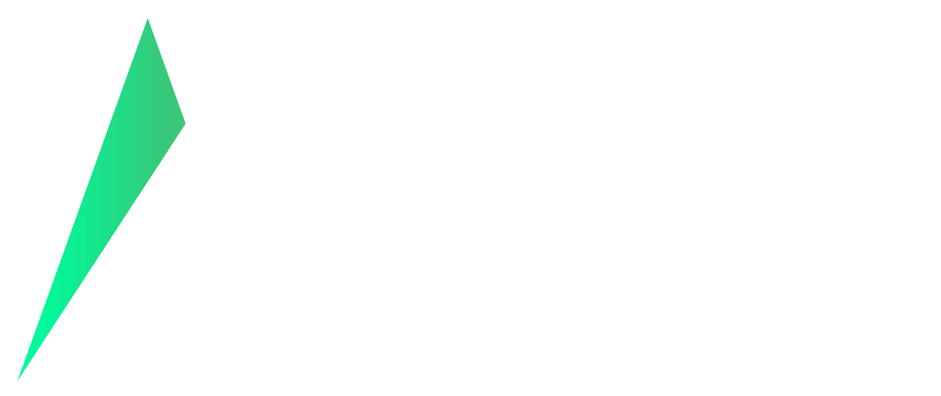 Forma geometrica verde su sfondo bianco.