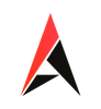 Logo geometrico rosso e nero con la lettera 