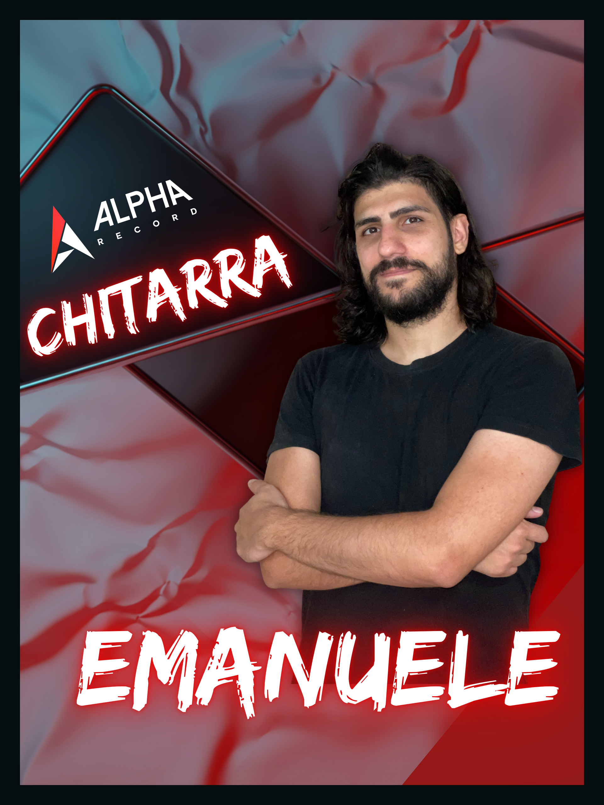 Uomo con barba, braccia incrociate, la parola 