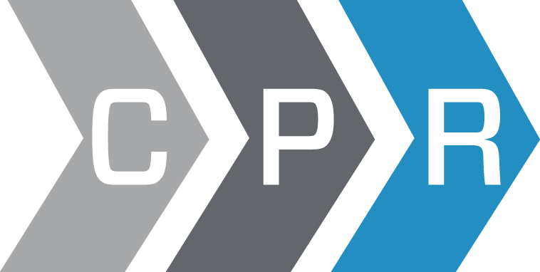 A logo for cpr shows three arrows pointing in opposite directions