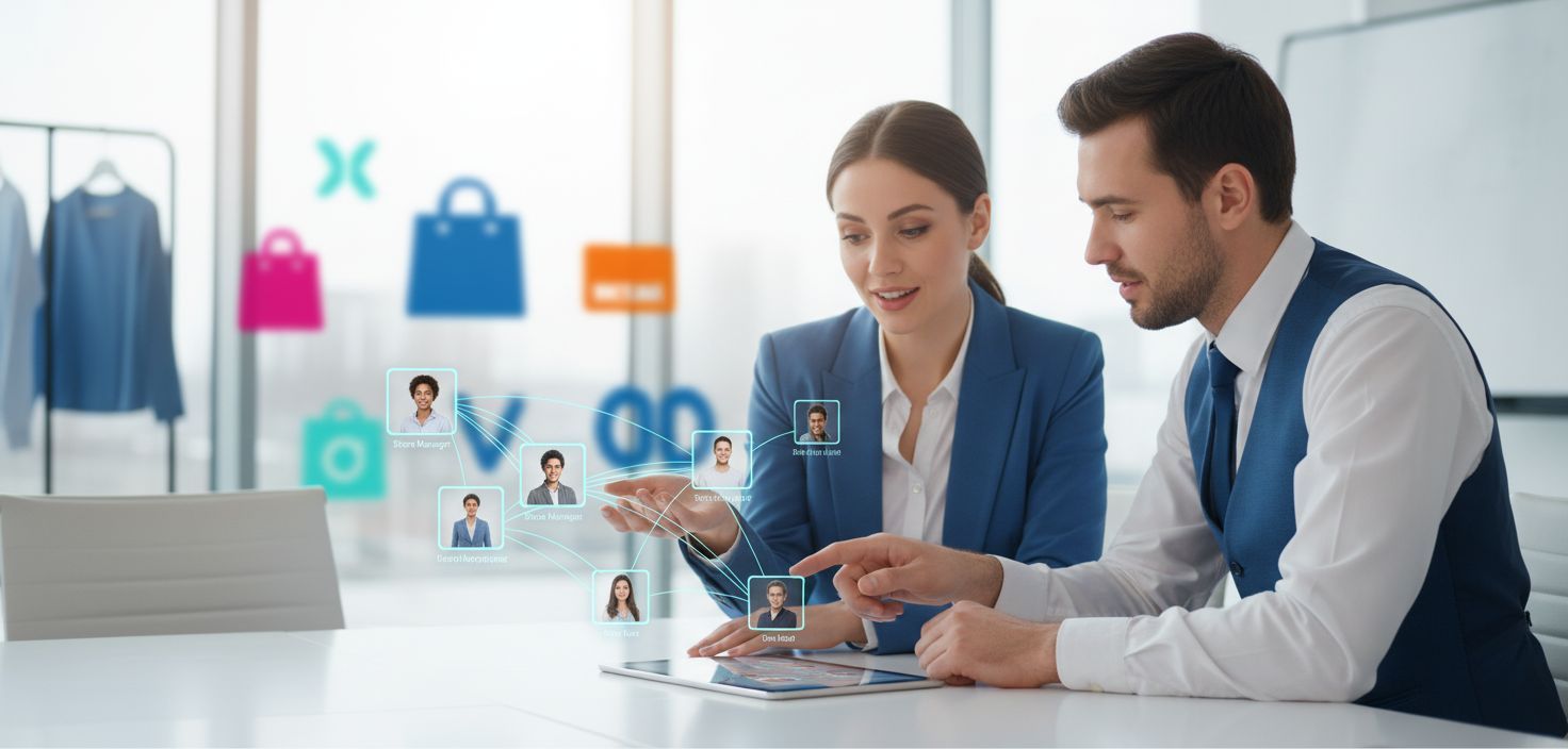Retail recruitment agency professionals discussing hiring strategies in modern office