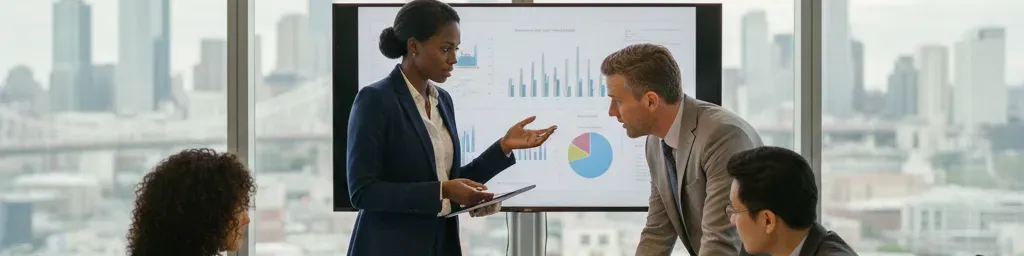 Retail recruitment professionals discussing hiring strategies in modern office setting