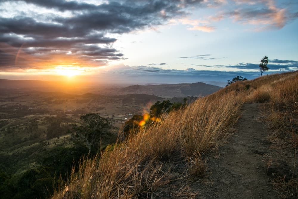 Path Leading Up To A Mountain With A Sunset — Billabong Springs in Toowoomba, QLD