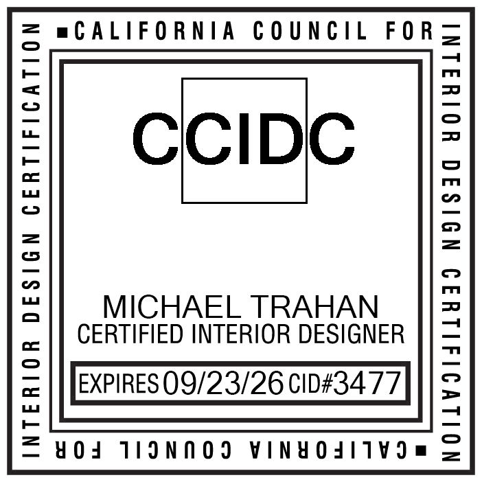 A california council for interior design certification stamp for michael trahan certified interior designer