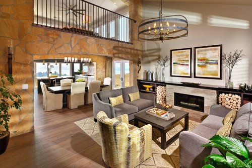 Benicia Living Room with Stone Walls