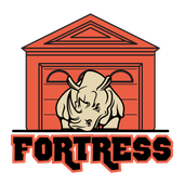 a logo for Fortress Floor Coatings Carolina with a rhino on it