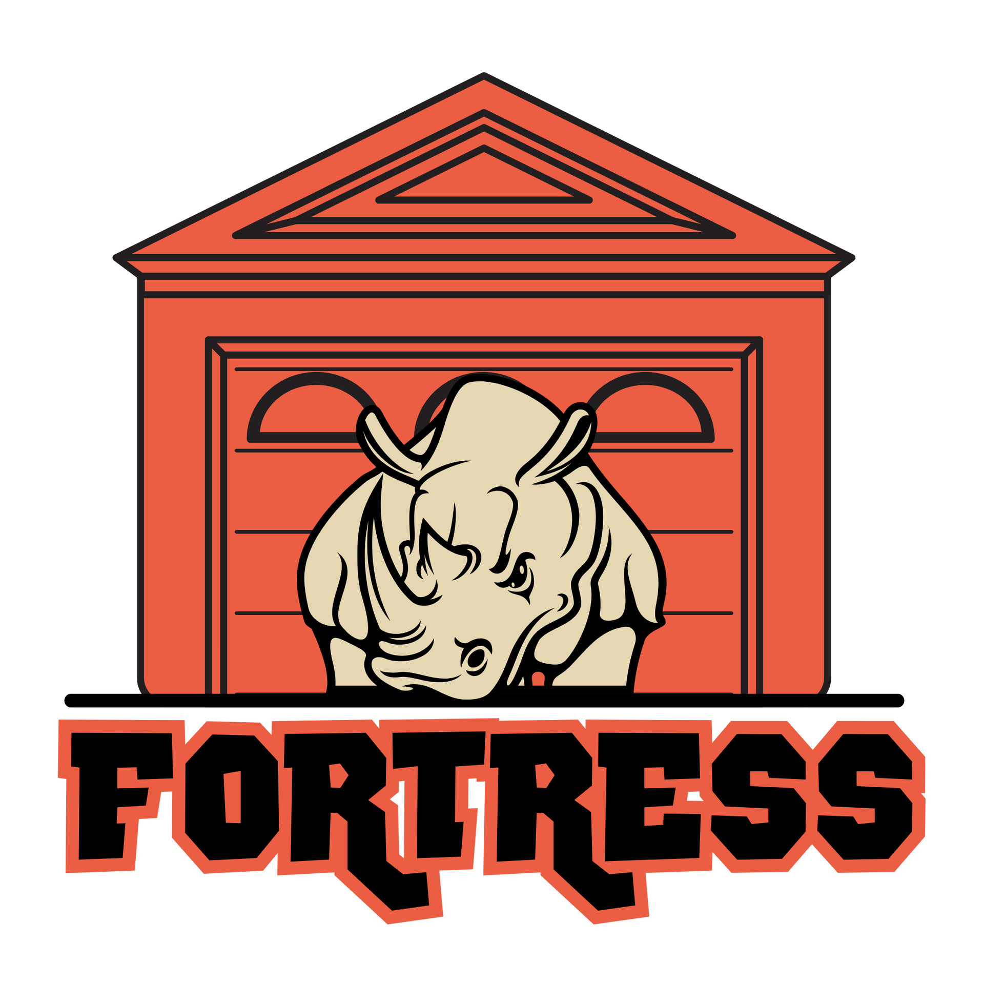 a logo for Fortress Floor Coatings Carolina with a rhino on it