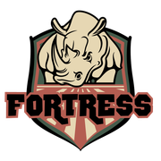a logo for Fortress Floor Coatings Carolina with a rhino on it