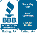 Bbb accredited business a+ logo on a white background