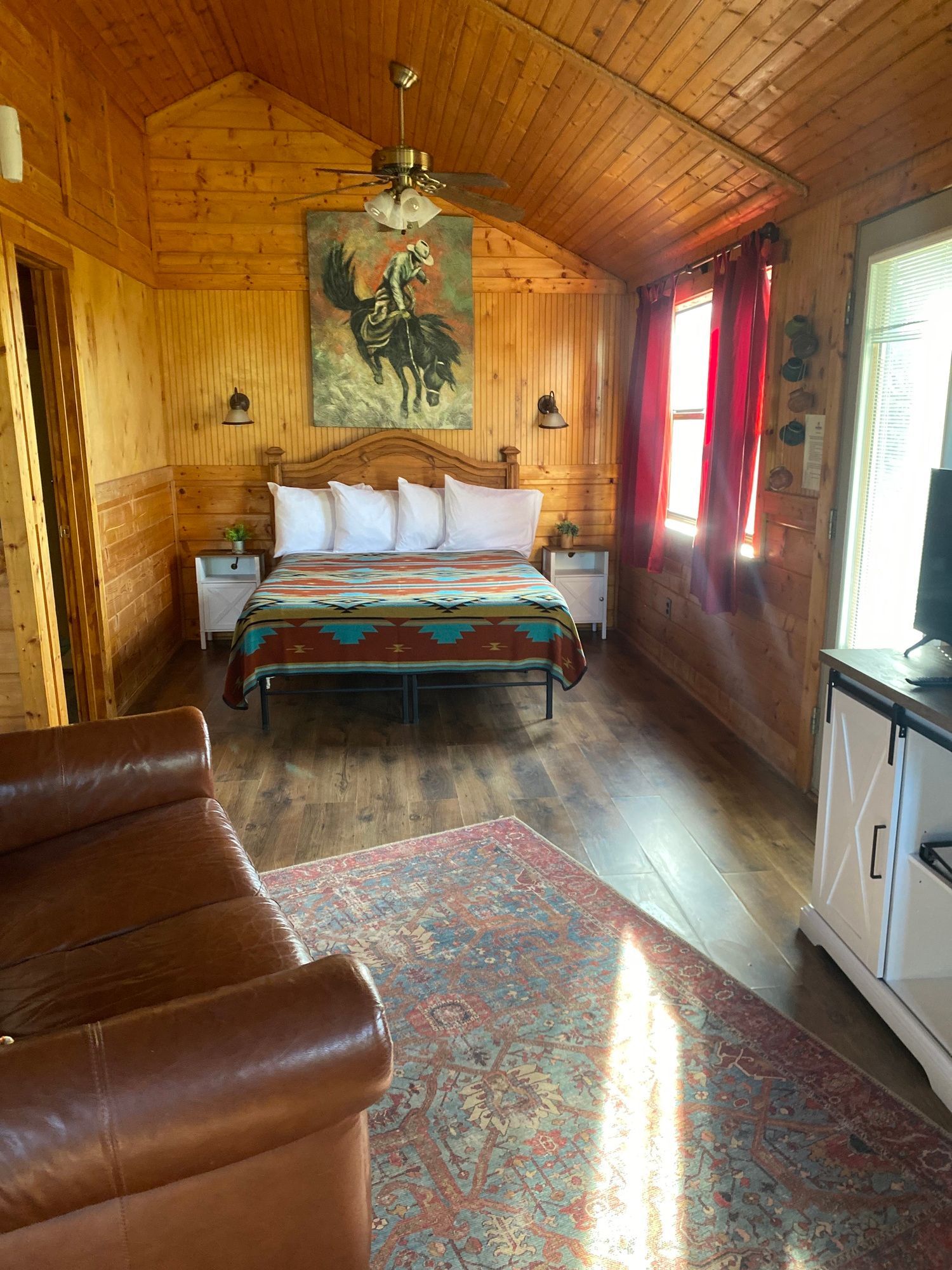 There is a large bed in the middle of the room.