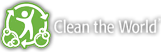 The logo for clean the world shows a person holding a bicycle.