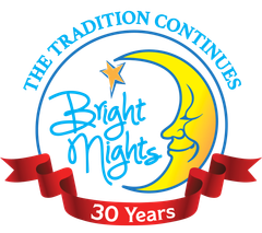 a logo for the tradition continues bright nights 30 years