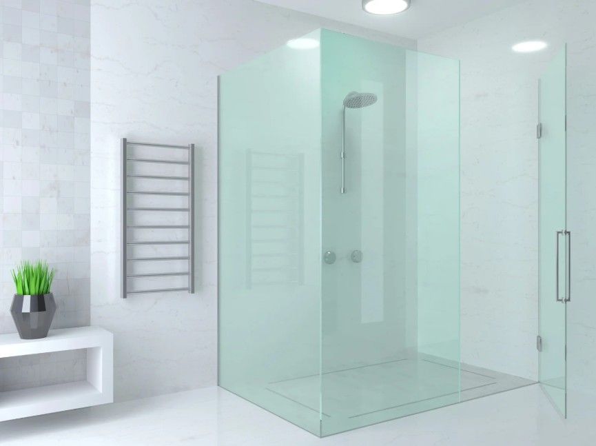 Derbyshire Plumbing & Heating Specialists wet room in corner of bathroom installed in Derby
