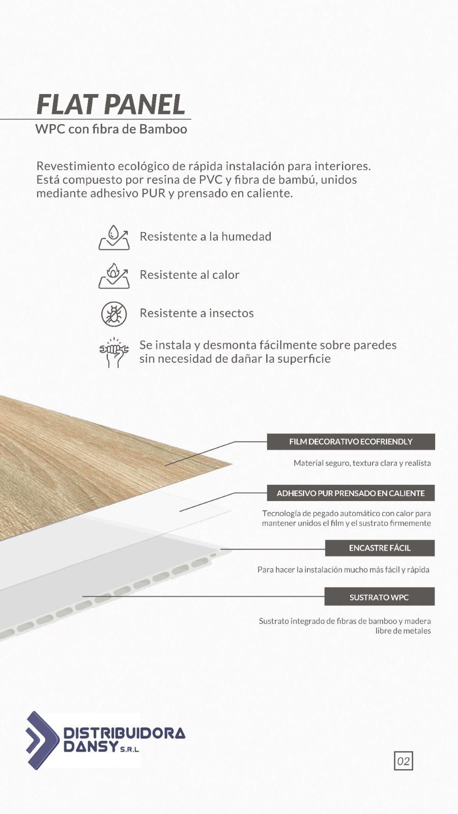 Sala de estar con sofá gris, pared de panel plano y obras de arte. El texto dice 