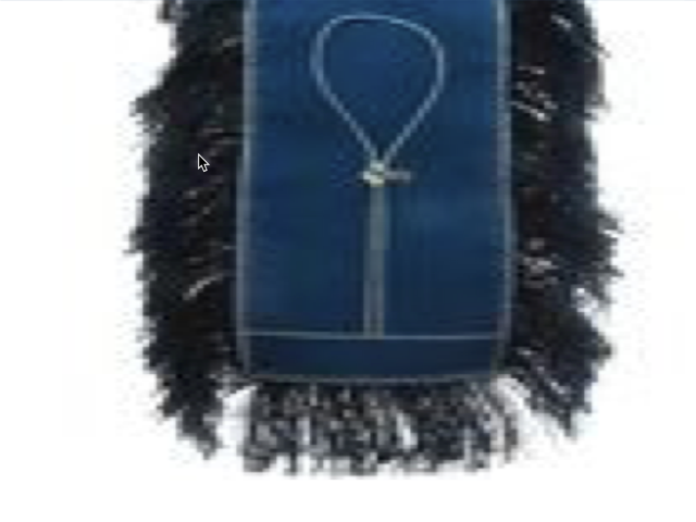 A blue scarf with black fringe on a white background.