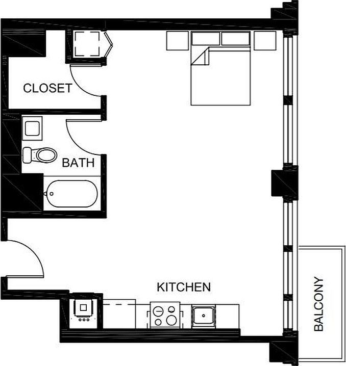 Floor Plan: 1 Bed, 1 Bath, 675 square feet