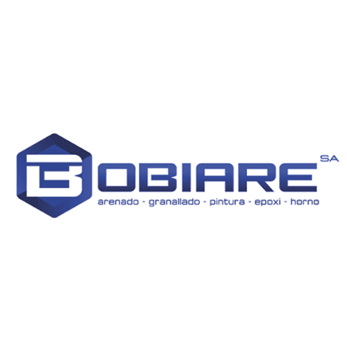 Logotipo para BOBIARE SA, una empresa, que presenta un hexágono azul con las iniciales 