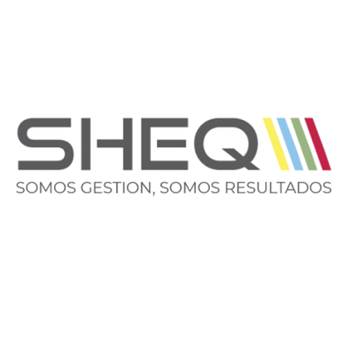 SHEQ logo with text and color stripes, saying 