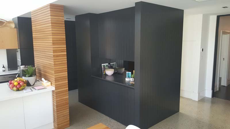 black joinery in kitchen