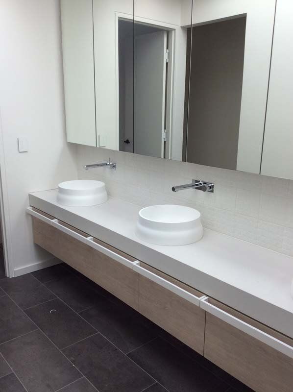 bathroom vanity with one sink
