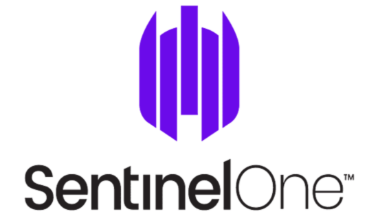 a purple and white logo for sentinelone on a white background .