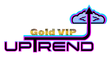 A logo for platinum vip uptrend with an arrow pointing up and a cloud.