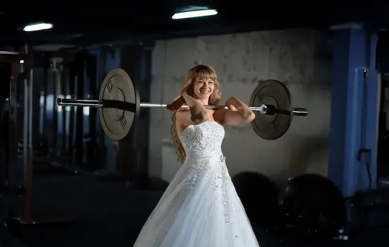 bride with barbell