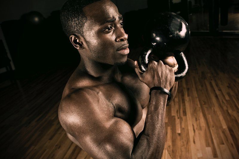 Man with kettlebell