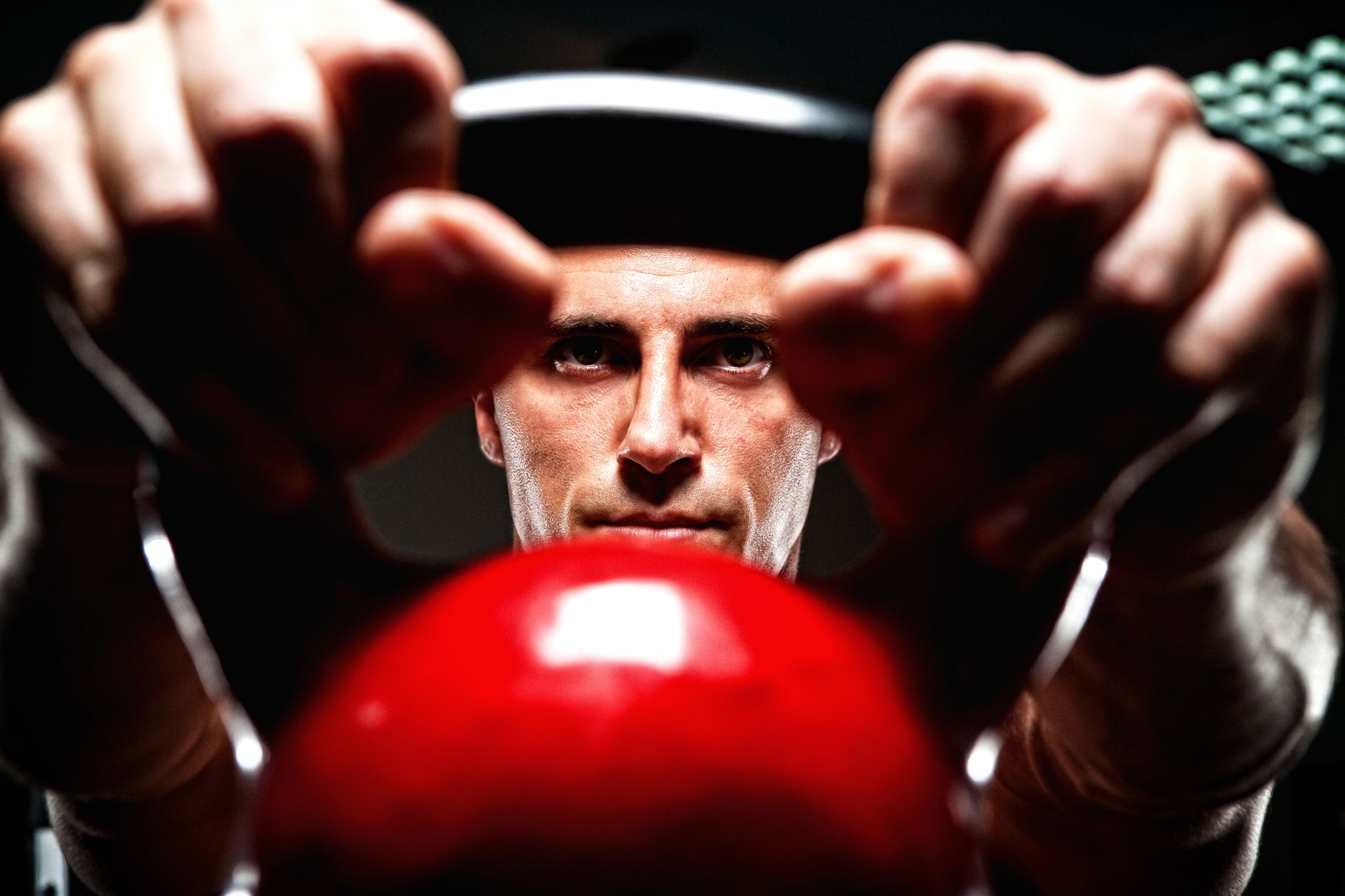 man with kettlebell