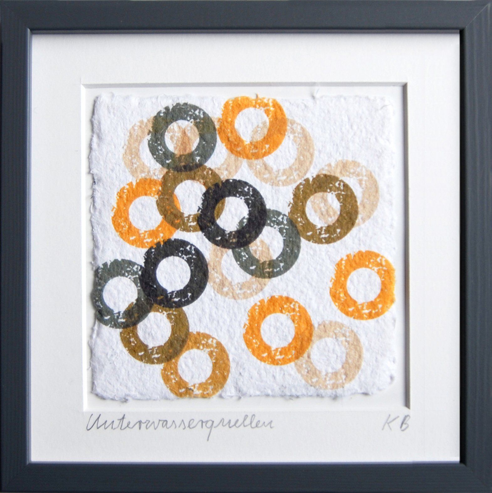 Kirsten Brandenberg - Rahmenformat 15 x 15 cm Holzrahmen dunkelgrau Passepartout Druck auf handgeschöpftem Papier 40 Euro zzgl. Versand