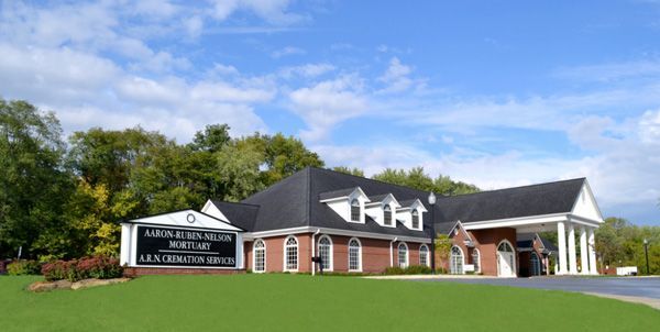 Several photos of interior and exterior views of A.R.N Funeral & Cremation Services, Aaron-Ruben-Nelson Mortuary in Indiana.