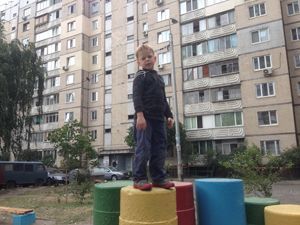 Missionary kid on his playground in Ukraine 