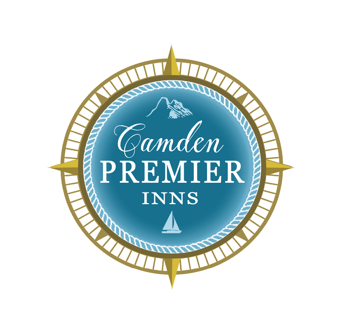 A blue and gold logo for camden premier inns