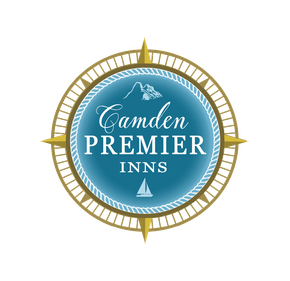 A blue and gold logo for camden premier inns