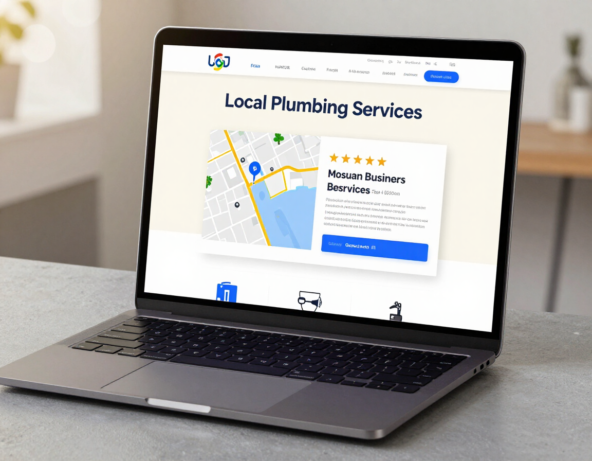Dashboard mockup showing local business website and Google Business Profile