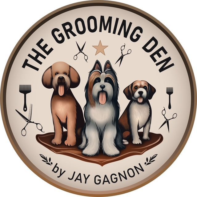 A logo for the grooming den by jay gagnon