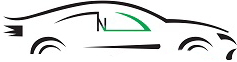 Un logo stilizzato in bianco e nero raffigurante un'auto sportiva con un contorno verde intorno ai finestrini e una 