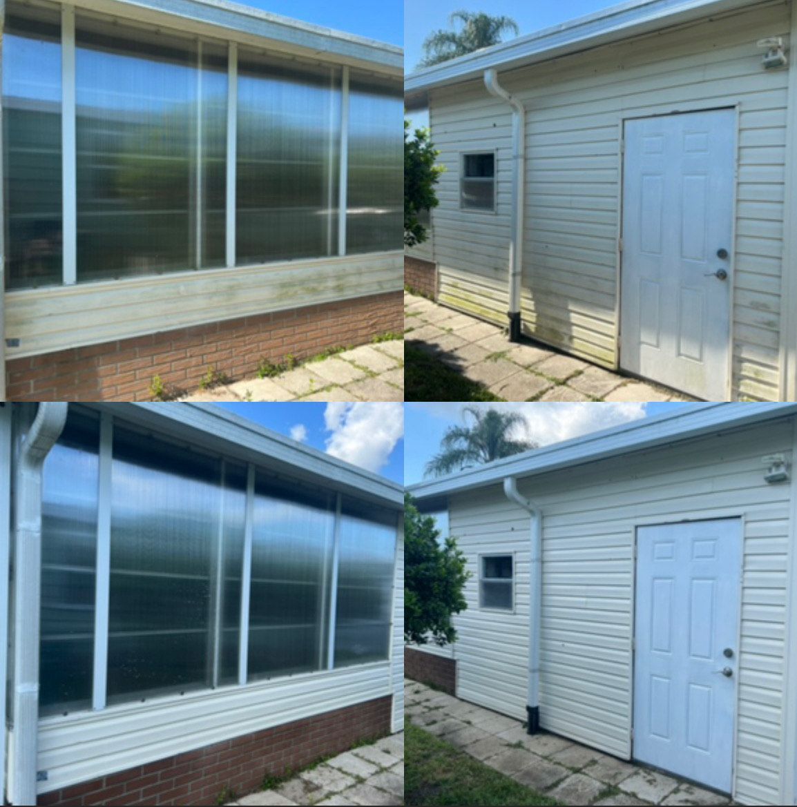 A collage of four pictures of a house before and after being cleaned