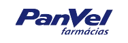 O logotipo azul escuro da PanVel farmácias sobre um fundo branco.