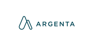 Logotipo da Argenta em tom verde-azulado com ícone de linha estilizado e marca denominativa em fundo branco.