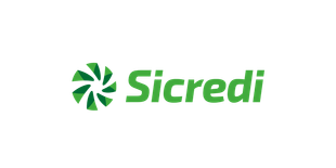 Logotipo da Sicredi em verde com um ícone estilizado de catavento e a palavra “Sicredi” sobre fundo branco.