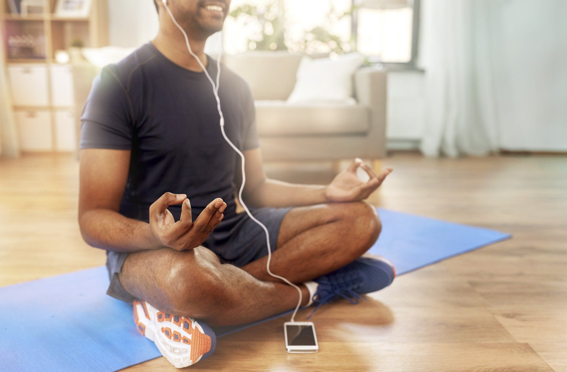 man listening to music