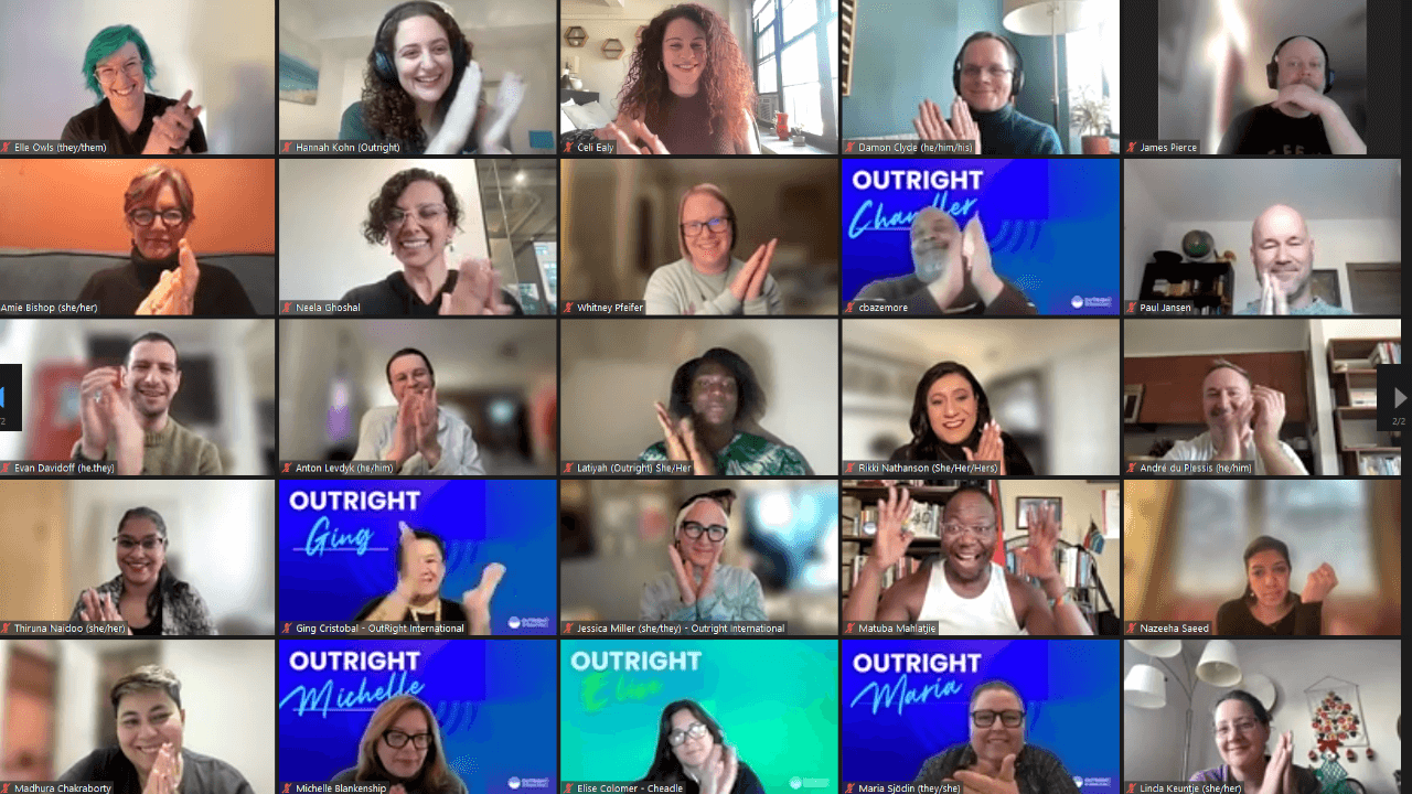 A happy audience on zoom