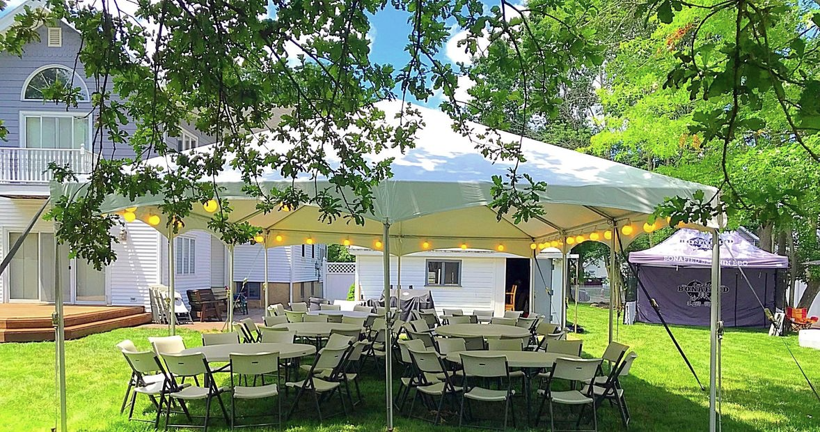 tables and event tent outside