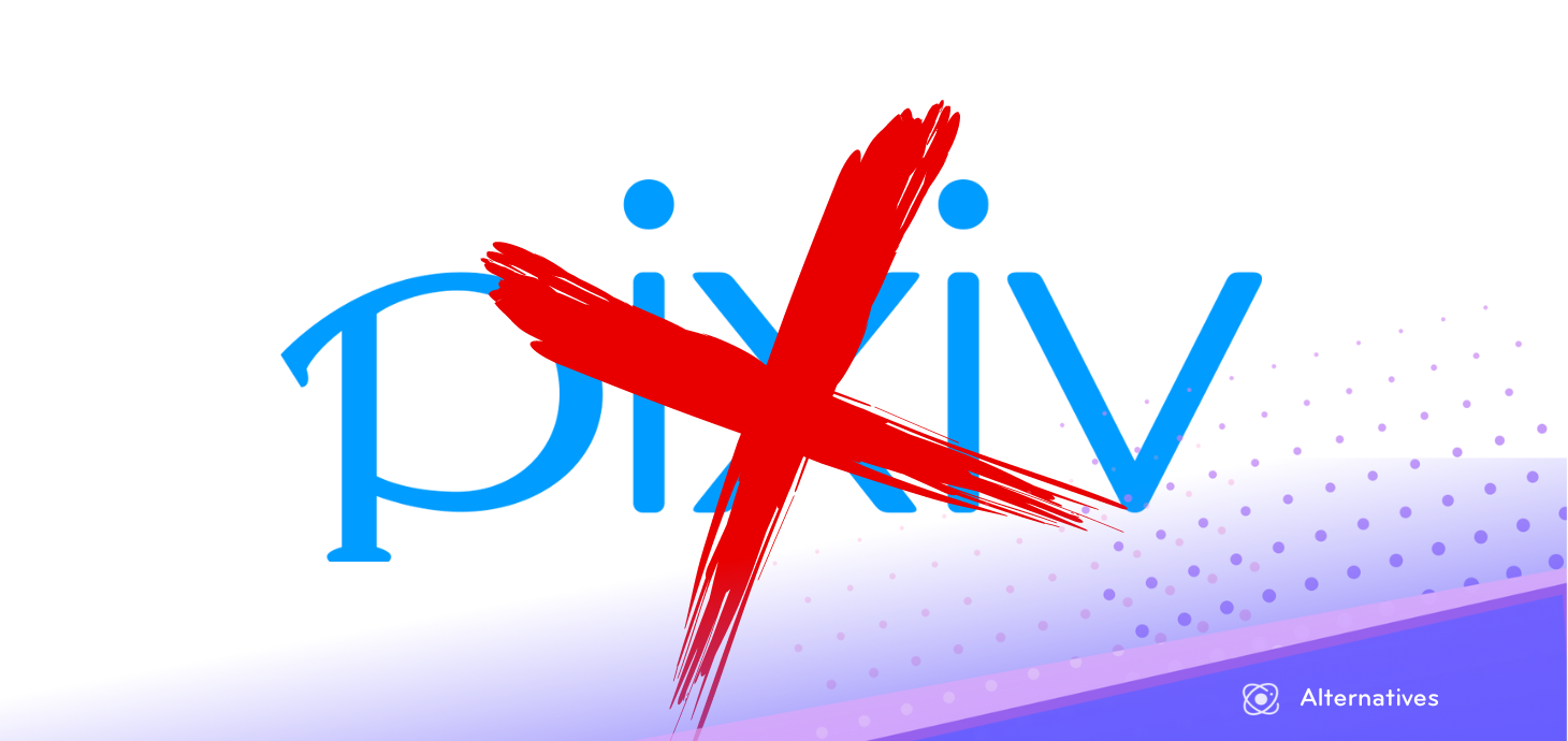 a blue pixiv logo with a red cross through it