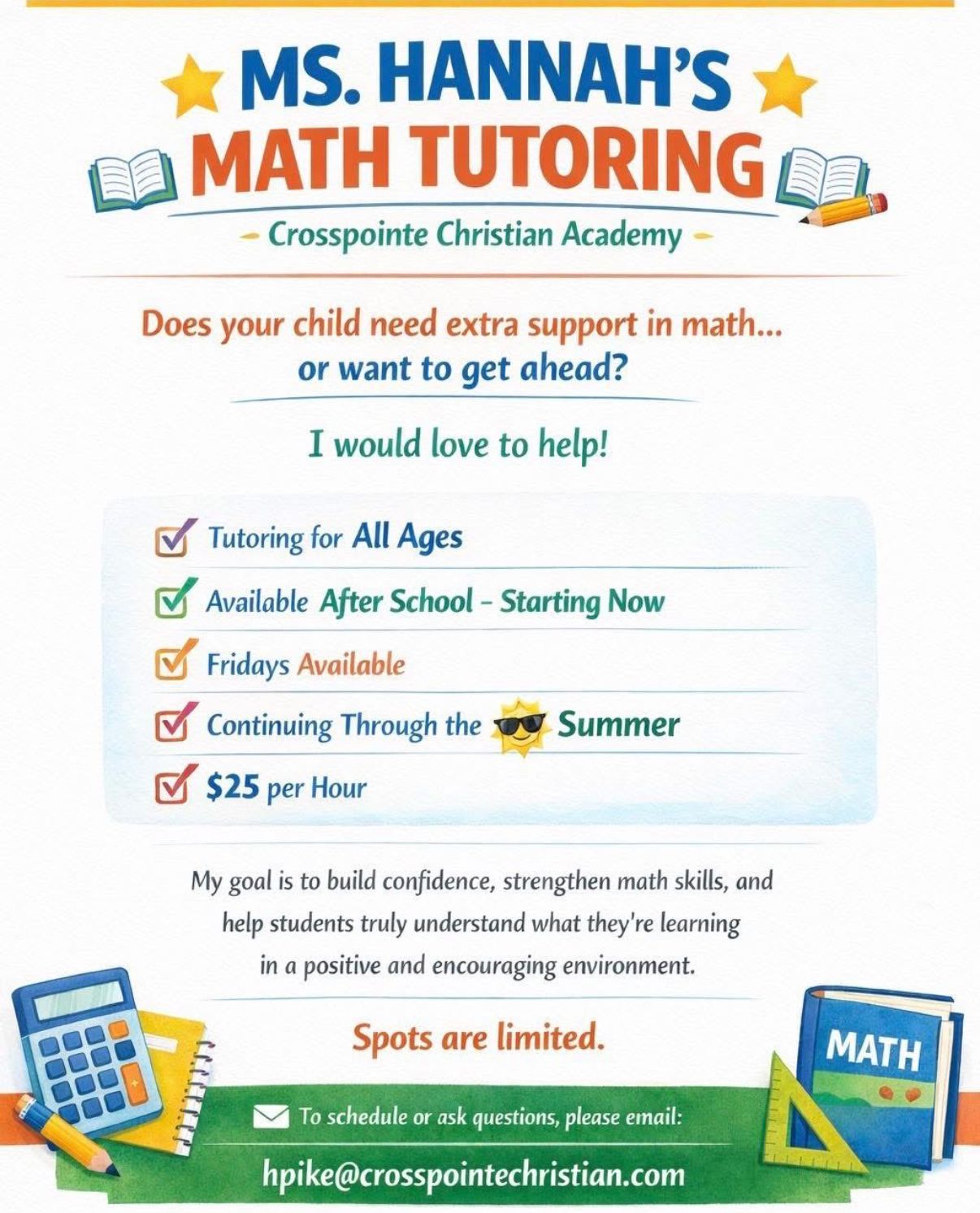 Summer Tutoring Opportunities