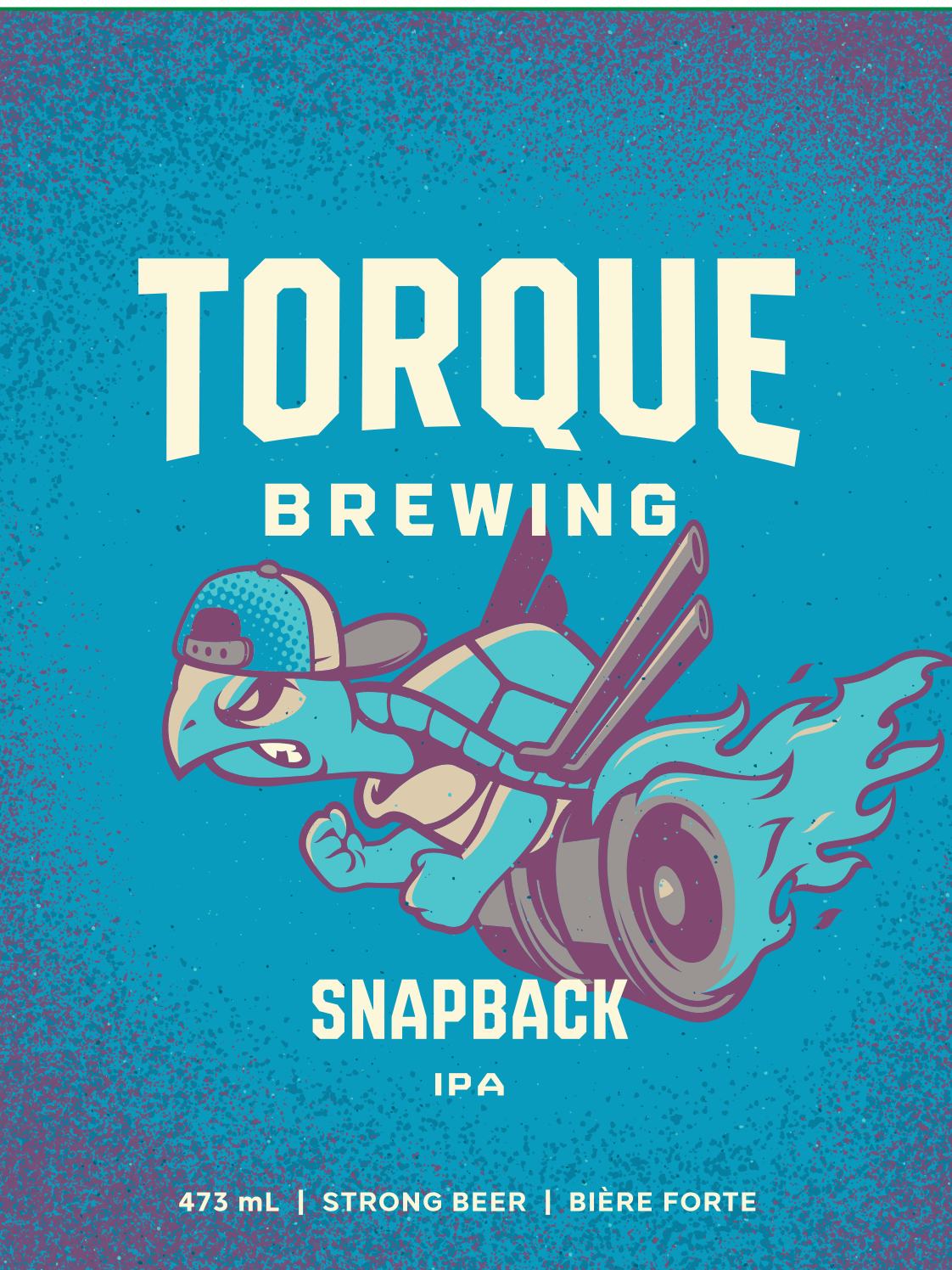 A blue box of torque brewing snapback beer.