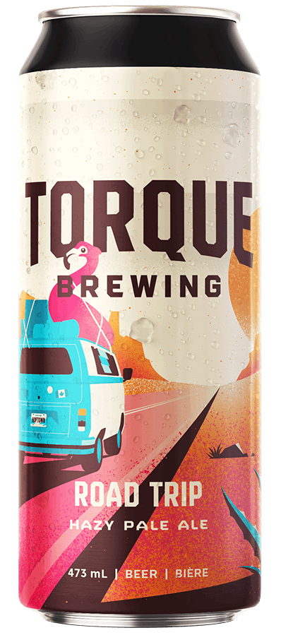 A can of torque brewing road trip hazy pale ale