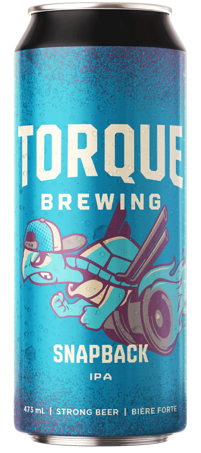 A can of torque brewing snapback ipa on a white background.